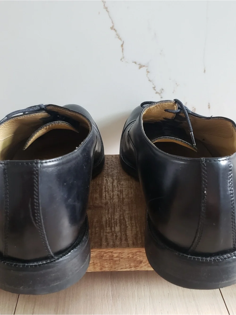 Men's Black Leather‎ Lace-Up Dress Shoes Made in Italy Size 9.5